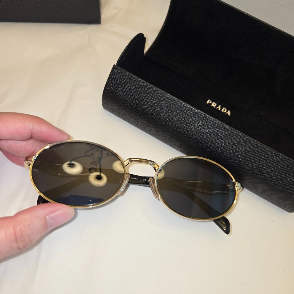 Prada Sunglasses Sunnies PR 65ZS ZVN09T Pale gold 55-20-140 Metal Front - Picture 9 of 14